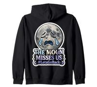 The Moon Misses Us #LetsGoBack Crying Sad Moon Zip Hoodie