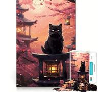 The Moon Night Cat Japan 1000 Piece Jigsaw Puzzles for Adults Brain Tease Toy Relax Time Perfect Cut Memorable Gift (38x52cm)