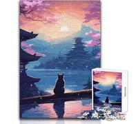 The Moon Night Cat Japan 1000 Piece Jigsaw Puzzles for Teenagers Educational Mental Focus Game Heartwarming Special Present Idea Size 50x75cm