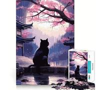 The Moon Night Cat Japan Jigsaw Puzzles for Adults1000 Pieces Think Smart Toy Family Bond Accurate Cut Seasonal Gift (38x52cm)