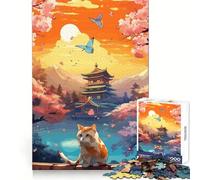 The Moon Night Cat Japan Jigsaw Puzzles for Teenagers 1000 Pieces Logic Sense Toy Calm Fun Smooth Edge Birthday Gift (50x75cm)