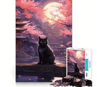 The Moon Night Cat Japan Teenagers 1000 Piece Jigsaw Puzzle Think Smart Toy Bonding Time Smooth Cut Santa Wish List (50x75cm)
