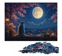 The Moon Night Cat Japan Wooden Adult Jigsaw Puzzle 1000 Pieces | A focused indoor hobby: less screen time at home on quiet evenings.