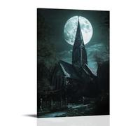 The Moon Rises through A Broken Steeple, Casting Silver Light on Pews Now Home to Foxes And Peace. Contemporary Wall Mural - Decorative Hanging Poster Art 12x18inch(30x45cm)