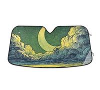 The Moon Scenery Yellow Green Sun Shade Cover Foldable Reflective Sun Vehicles para sol para Ventana de casa