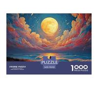 The Moon Shines on The Beach 1000 Pieces Extra-thick Cardboard DIY Jigsaw Puzzle Ocean Horizon Stress Releasing Birthday Toy Puzzles Gifts for Family, Friends 70x50cm/1000pcs