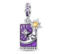 The Moon Tarot Card Charm 925 Silver Charm Compatible with Pandora Charms, Trollbeads, Chamilia, Biagi and Many Other UK Charm Bracelets.