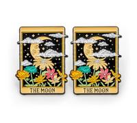 The Moon Tarot Card Gift Pin Badges/Brooches, Sleeping Half-Moon Tarot Card Design, 3.5 x 2.5 cm, Set of 2
