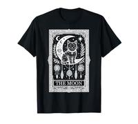 The Moon Tarot Card Gothic Spiritual Bohemian Cat Lover T-Shirt