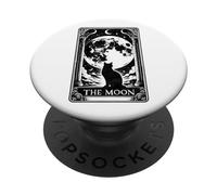 The Moon Tarot Card XVIII Black Cat PopSockets Adhesive PopGrip