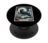 The Moon Tarot - Mystical Raven Celestial Art PopSockets Adhesive PopGrip