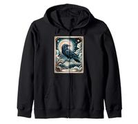 The Moon Tarot - Mystical Raven Celestial Art Zip Hoodie