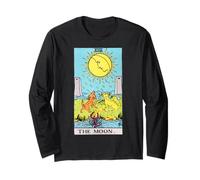 The Moon Vintage Tarot Card from Original Rider Waite Deck Long Sleeve T-Shirt