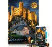 The Moonlit Castle, Firefly Dance And Serene River. Jigsaw Puzzle for Adults 1000 Pieces Think Smart Toy Home Enjoy Accurate Cut Wall Art Decor (38x52cm)