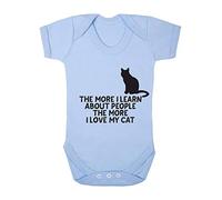 The More I Learn About People The More I Love My Cat Person Animal Lover Pets Baby Grow Vest, 0-3 Months, Pastel Blue