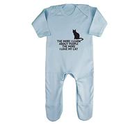 The More I Learn About People The More I Love My Cat Person Animal Lover Pets Baby Romper Jumpsuit with feet, 0-3 Months, Pastel Blue