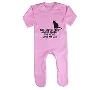 The More I Learn About People The More I Love My Cat Person Animal Lover Pets Baby Romper Jumpsuit with feet, 3-6 Months, Pastel Pink