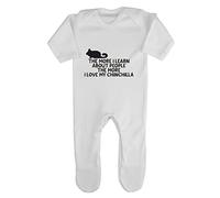 The More I Learn About People The More I Love My Chinchilla Person Animal Lover Pets Baby Romper Jumpsuit with feet, 0-3 Months, White