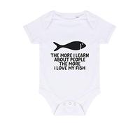 The More I Learn About People The More I Love My Fish Person Animal Lover Pets Baby Grow Vest, 0-3 Months, White