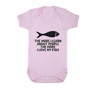 The More I Learn About People The More I Love My Fish Person Animal Lover Pets Baby Grow Vest, 3-6 Months, Pastel Pink