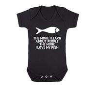 The More I Learn About People The More I Love My Fish Person Animal Lover Pets Baby Grow Vest, 3-6 Months, Black