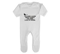 The More I Learn About People The More I Love My Gerbil Person Animal Lover Pets Baby Romper Jumpsuit with feet, 6-12 Months, White