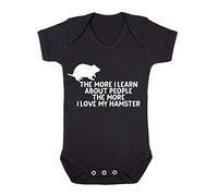 The More I Learn About People The More I Love My Hamster Person Animal Lover Pets Baby Grow Vest, 6-12 Months, Black