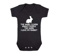 The More I Learn About People The More I Love My Rabbit Person Animal Lover Pets Baby Grow Vest, 0-3 Months, Black