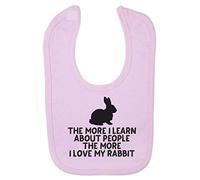 The More I Learn About People The More I Love My Rabbit Person Animal Lover Pets Cotton Baby bib - Pastel Pink