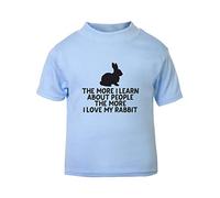 The More I Learn About People The More I Love My Rabbit Person Animal Lover Pets Short Sleeve Cotton Toddler t Shirt, 3-4 Years, Pastel Blue