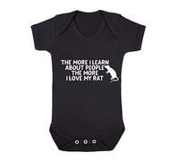 The More I Learn About People The More I Love My Rat Person Animal Lover Pets Baby Grow Vest, 0-3 Months, Black