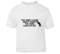 The More I Learn About People The More I Love My Rat Person Animal Lover Pets Short Sleeve Cotton Kids t Shirt, 2-3 Years, White