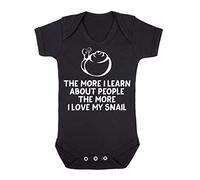 The More I Learn About People The More I Love My Snail Person Animal Lover Pets Baby Grow Vest, 0-3 Months, Black