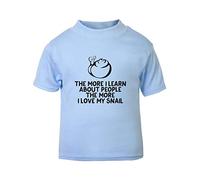 The More I Learn About People The More I Love My Snail Person Animal Lover Pets Short Sleeve Cotton Toddler t Shirt, 3-4 Years, Pastel Blue