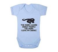 The More I Learn About People The More I Love My Snake Person Animal Lover Pets Baby Grow Vest, 0-3 Months, Pastel Blue