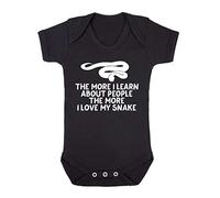 The More I Learn About People The More I Love My Snake Person Animal Lover Pets Baby Grow Vest, 0-3 Months, Black