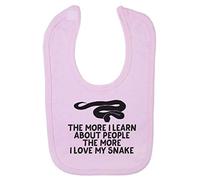 The More I Learn About People The More I Love My Snake Person Animal Lover Pets Cotton Baby bib - Pastel Pink