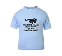The More I Learn About People The More I Love My Snake Person Animal Lover Pets Short Sleeve Cotton Toddler t Shirt, 3-4 Years, Pastel Blue