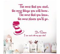 The More that You Read, the More Things You Will Know - Dr Seuss Book Quote Decal Wall Sticker [XLarge] [Magenta]