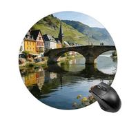 The Morning Light on The Stone Bridge Mouse Pad Portable Round Gaming Mouse Pad Cute Small Computer Mouse Mat Decoration Non-Slip Gaming Mousepad for Home Office Work 7.8 X 7.8 Inch