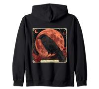 The Morrigan Death Raven Tarot Card Gothic Pagan Witch Moon Zip Hoodie