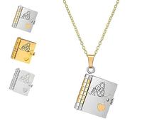 The Most Beautiful Chapter Book Necklace, To My Granddaughter Book Necklace, Openable Multi Layer with 6 Pages Engraved Information (Color Mixing)