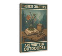 The Most Beautiful Chapters Are Written in Outdoor Life Books And Tea Ceremony Scenes Canvas Poster Wall Art Decor Print Picture Paintings for Living Room Bedroom Decoration 12x18inch(30x45cm)