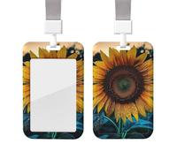The Most Beautiful Sunflower Id Badge Holder with Lanyard Waterproof Key Card Holder Case Id Card Protector with Clear Id Window Name Tags for Women Men Work Office Doctor Nurse