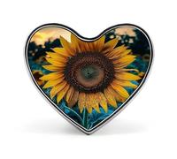 The Most Beautiful Sunflower Lapel Pin Cute Custom Button Pin Personalized Heart Brooch Aluminum Alloy Brooch Pins Fashion Exquisite Badge Pins for Hat Bag Suit Tie Wedding Accessories
