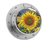 The Most Beautiful Sunflower Timer Fashion Visual Timers Wind Up 60 Minutes Desk Timers Stainless Steel Magnetic Timer Countdown Clock No Batteries Loud Alarm for Kitchen Chef Cooking