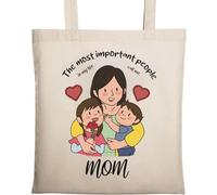 The Most Important People in My Life Call Me Mom Natural Ecological Cotton Tote Bag Beige