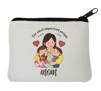 The Most Important People in My Life Call Me Mom Neoprene Coin Purse Pouch 10x11cm White