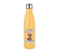The Most Paw-Some Cockapoo Dad - Gift for Dog Father, 500 ML Double Walled Insulated Stainless Steel Bottle. (Matt Yellow)