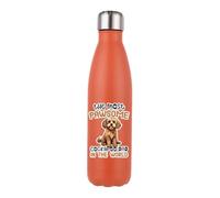 The Most Paw-Some Cockapoo Dad - Gift for Dog Father, 500 ML Double Walled Insulated Stainless Steel Bottle. (Matt Orange)